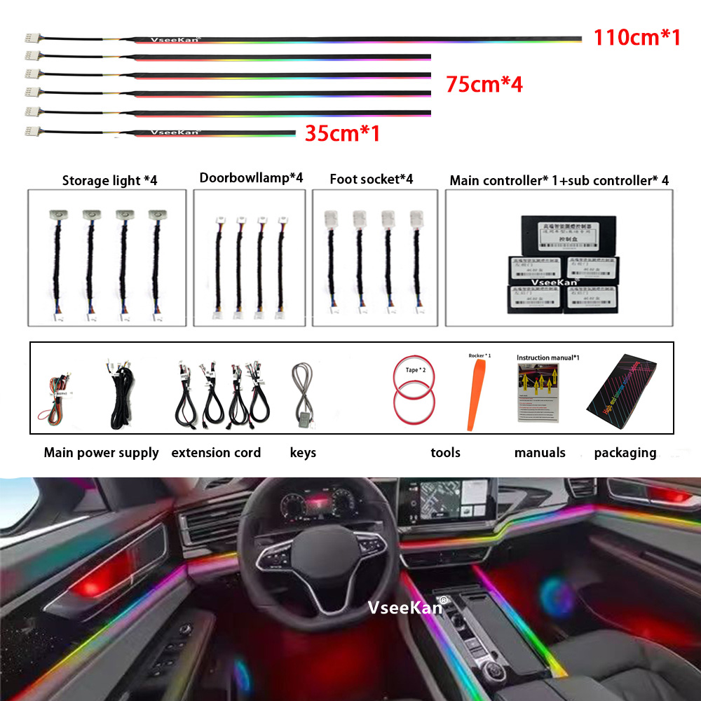Led Gaming Light Strip - Lumières d'ambiance Led pour voiture, 6/10/14/18