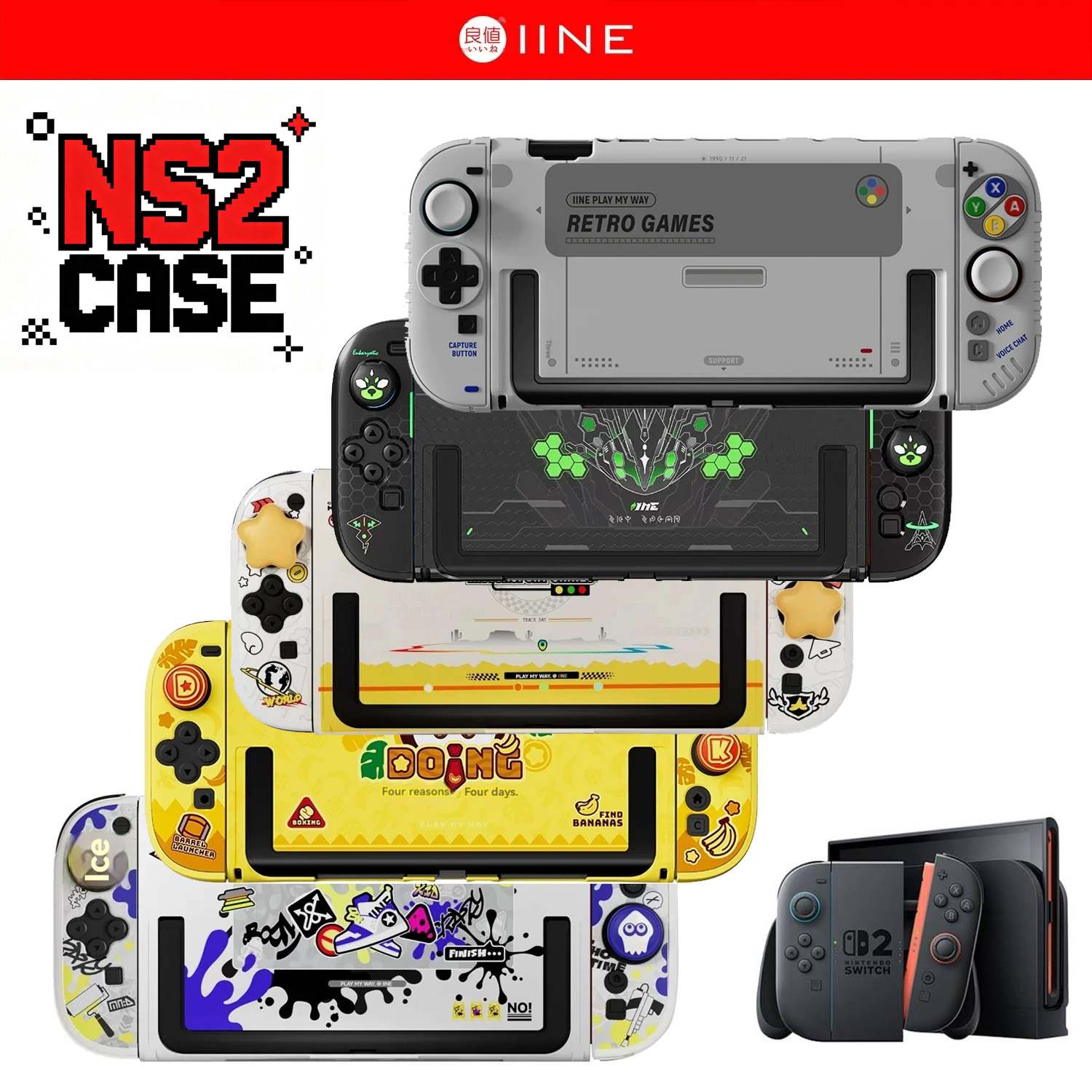 Gaming Console Nintendo Switch 2 - Coque de protection rétro IINE pour
